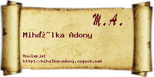 Mihálka Adony névjegykártya
